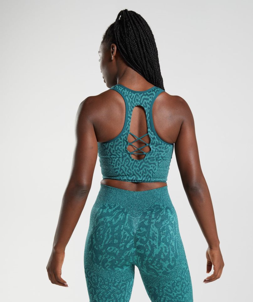 Women's Gymshark Adapt Animal Seamless Crop Tanks Turquoise | CA 583DN0